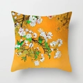 Square orange pillow cover featuring intricate white floral digital printing for home decor - 45x45CM (No Core) / Warm Orange Exquisite Sketchy Floral (TPR044-20)