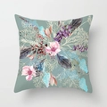 Sage green square cushion cover with realistic floral prints and botanical patterns - 45x45CM (No Core) / Sage Green Artistic Floral (TPR044-3)