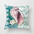 Retro seashell and conch digital print throw pillow cover with turquoise ocean theme - Watercolor Shell Conch (TPR030-10) / 45x45CM (No Core)