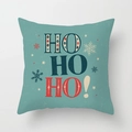 Teal Christmas snowflake throw pillow with HO HO HO text print for festive home decor - Retro Teal HO HO HO Greetings Style (TPR085-36)