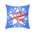 Detailed shot of patriotic Happy Independence Day cushion cover with stars - Blue Base Large White Star Independence Greeting (TPR178-27) / 45x45cm