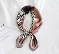 French leopard and striped print silk scarf in pink and grey color block design - 70cmx70cm / French Contrast Stitch Leopard (Style 13)