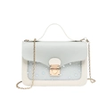 Chic sequined star shoulder phone bag with flap lock and gold chain strap in light grey - Light Gray