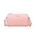 Roze gewatteerde cilindervormige crossbodytas met gouden ketting en verstelbare riem - Roze