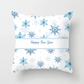 Blue watercolor snowflake pillow with Happy New Year text on white peach skin fabric - White Happy New Year Blue Snowflake Style (TPR085-4)