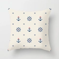 Mediterranean nautical cushion cover with navy anchors, rudders and hearts on peach skin - Nautical Anchor Helm Hearts (TPR030-31) / 45x45CM (No Core)
