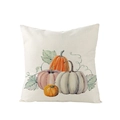 Watercolour pumpkin print throw pillow case in cream linen fabric for Thanksgiving decor - 45x45cm (No Insert) / Orange Purple White Pumpkin (JYM057-5)