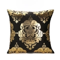 Vierkant zwart fluwelen kussen met gouden damast metaalfolie patroon in Nordic stijl - Damast Patroon (GOLD001-7-BLACK) / Hoes + Kussenvulling