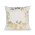 Square white plush pillowcase featuring a golden metallic foil plant leaf wreath design - Gold001-8 / 45x45 Square (No Insert)