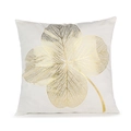 Square white plush pillow featuring a metallic gold clover leaf pattern on the front - Gold001-13 / 45x45 Square (No Insert)