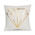Square white plush pillow with gold-stamped diamond geometric pattern and plush texture - Gold001-14 / 45x45 Square (No Insert)