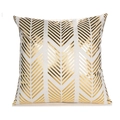 Nordic style white velvet pillow with metallic gold chevron pattern for modern sofa decor - White Gold Chevron Pattern (GOLD001-16)