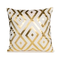 Square white and gold plush pillow cover with geometric metallic diamond patterns - Gold001-18 / 45x45 Square (No Insert)