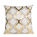 Square plush pillow in white with golden Moroccan geometric trellis pattern detail - Gold001-19 / 45x45 Square (No Insert)