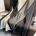 Elegant geometric print silk scarf with black and white rhombus patterns and silky texture - 180*90CM / Geometric Patchwork Main Color