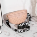 Gesteppte Gürteltasche in Nuderosa mit gewebtem Schultergurt und goldenen Beschlägen - Rosa