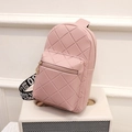 Pink quilted mini backpack with checkered texture and lettered crossbody strap - Pink