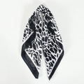 Leopard print satin silk scarf with black and white animal pattern in 60cm square size - Navy Blue