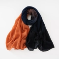 Gradient pleated scarf in bright orange and navy blue with a breathable crinkled texture - Black + Navy + Light Green