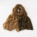 Pleated gradient long scarf in camel and dark green with textured accordion wrinkles - Army Green + Khaki