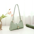 Light green underarm bag with geometric embossing and elegant golden twist lock - Green