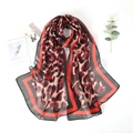 Sciarpa da donna in chiffon con stampa leopardata e bordo rosso dal design alla moda - Leopardo Rosso Nero (Bordo Rosso)