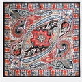 Red paisley print silk scarf for women featuring a 90cm large square floral design - Red Black Blue Floral Style (BX-7)