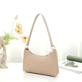 Minimalistische beige PU-Leder Schultertasche mit goldenen Details im Retro-Stil - Khaki