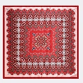 Square red paisley print silk scarf with luxury baroque patterns and glossy satin finish - Red White Black Vintage Pattern (BX-2)