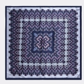Navy and silver paisley paisley print square silk scarf with mandala patterns - Navy Silver Gray Pattern (BX-3)