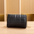 Classic black quilted crossbody bag with gold chain strap and square flap closure - Black