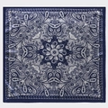 Marineblauwe zijden vierkante sjaal met paisley print en mandala-ontwerp - Donkerblauw Wit Paisley Stijl (BX-10)