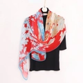 Sciarpa estiva leggera in georgette da donna con stampa floreale rossa e blu - 160*50cm (Georgette) / Rosso