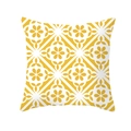 Square yellow and white geometric floral print peach skin pillowcase for sofa decor - Yellow White Symmetrical Floral Geometric (TPR154-3)