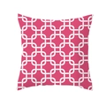 Modern geometric pillow cover with white chain pattern on vibrant magenta peach skin fabric - Rose Red White Geometric Link Pattern (TPR154-7)