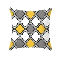 Moroccan quatrefoil geometric pillow case in yellow and grey decorative patterns - Yellow Grey White Moroccan Style (TPR154-10)