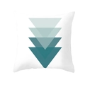 Modern white throw pillow cover featuring a teal to emerald geometric triangle gradient - Teal Gradient Triangle (TPR154-11)