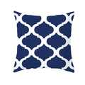 Square navy blue and white Moroccan trellis geometric print pillow case for sofa - Navy White Moroccan Geometric Trellis (TPR154-17)