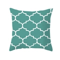 Modern teal and white Moroccan quatrefoil geometric pattern print throw pillow cover - Teal White Moroccan Quatrefoil (TPR154-18)