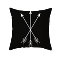 Square peach skin pillowcase with black and white crossed arrow geometric print - Black White Crossed Arrows (TPR154-22)