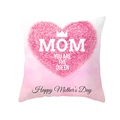 Pink 3D fuzzy heart cushion cover with Happy Mother's Day text and crown icon - Pink Plush Heart Queen (TPR165-1)