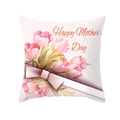 Pink tulip print peach skin pillowcase with Happy Mother's Day text on wood texture - Light Pink Wood Grain Tulip (TPR165-2)