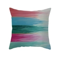 Square pillow cover with abstract colorful oil painting stripes and gold line accents - Colorful Oil Painting Art Stripes (TPR154-24)