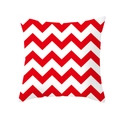 Square pillowcase with classic red and white chevron stripes in soft peach skin fabric - Red White Chevron Zigzag Pattern (TPR154-25)