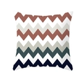 Square peach skin pillowcase with colorful chevron wave pattern in teal and brown - Multicolor Chevron Zigzag (TPR154-27)