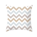 Blue and brown geometric wave pattern cushion cover in soft peach skin fabric - Brown Grey Blue Herringbone (TPR154-29)