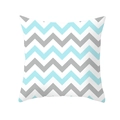 Classic zigzag geometric print pillow cover in light blue and grey peach skin fabric - Light Blue Dark Grey Zigzag (TPR154-30)