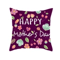 Dunkelvioletter Kissenbezug mit floralem Happy Mother's Day Aufdruck für Mütter - 45x45 Quadrat (Ohne Füllung) / Dunkellila Bemaltes Blumenmuster (TPR165-14)