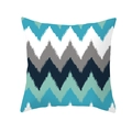 Square pillowcase featuring blue and navy chevron wave patterns on soft peach skin fabric - Blue White Grey Multicolor Chevron (TPR154-37)