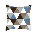 Square peach skin pillowcase with dark brown and grey geometric triangle print - Brown Blue Grey White Multicolor Triangle (TPR154-39)